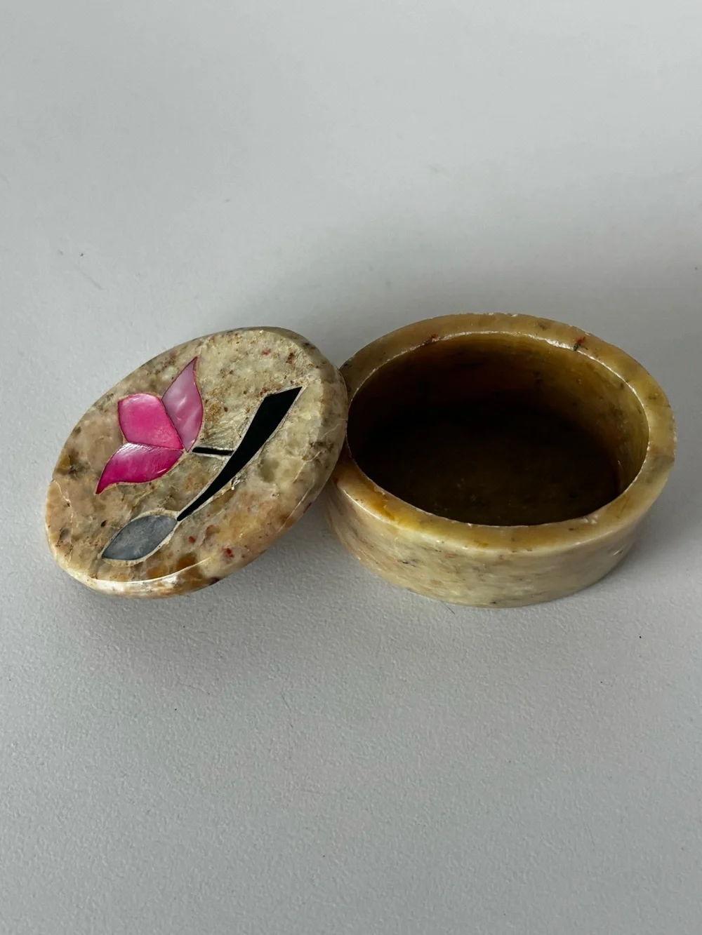Vintage Carved Soapstone Trinket Box